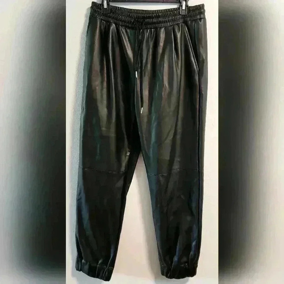 Aaron & Amber Faux Leather Draw String Joggers L - Picture 1 of 7